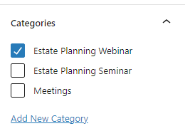 Event Categories section