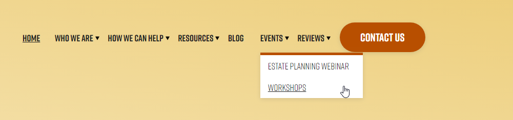 Adding Event Categories to Your Menu