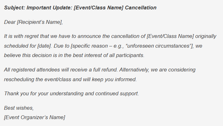 Best Practices for Event Cancellation Emails